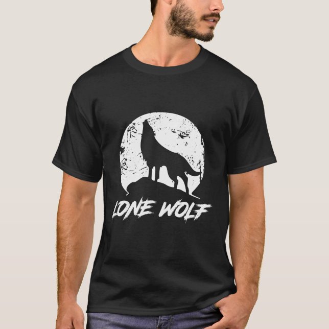 Le loup solitaire hurlant sur le T-shirt de la lun (Devant)