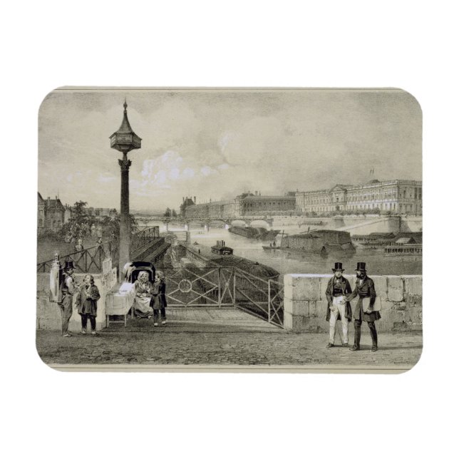 Le Louvre, graviert von Auguste Bry (Gravur) Magnet (Horizontal)