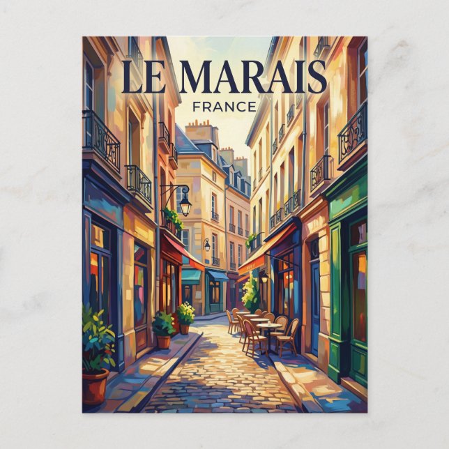 Le Marais Frankreich Postkarte (Vorderseite)