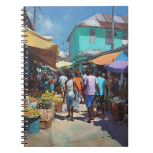Le marché de rue animé de Island Carnet d'art colo