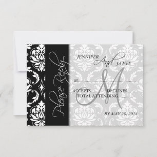 Le mariage RSVP carde le monogramme noir de