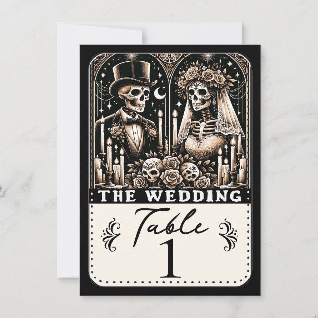 Le MARIAGE Tarot Skeletons Mariage Numéro de table (Devant)
