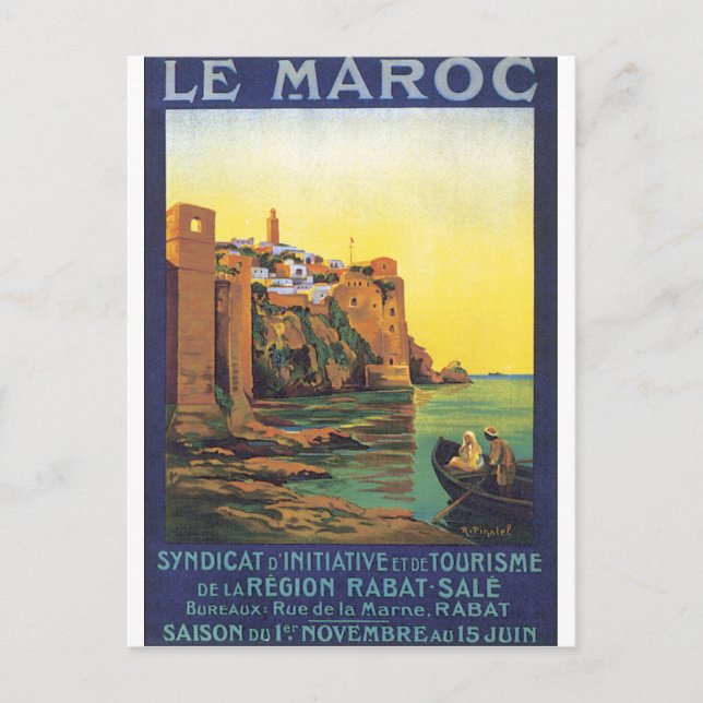Le Maroc Vintage Travel Poster Postkarte (Vorderseite)