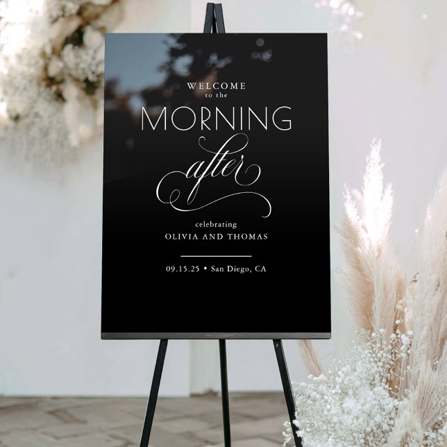 Le matin après l'accueil du Mariage noir (The Morning After Wedding Welcome Sign)