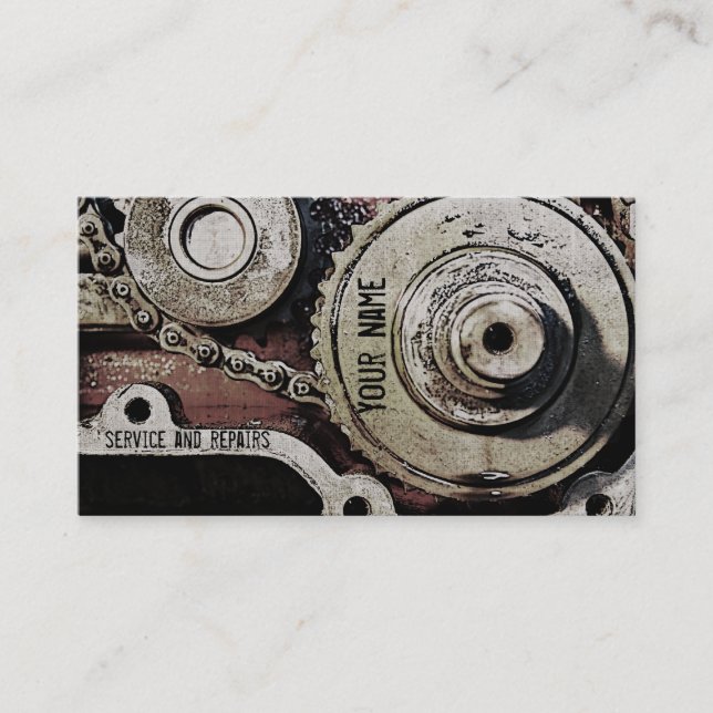 le mécanicien répare le modèle de carte de visite (Devant)