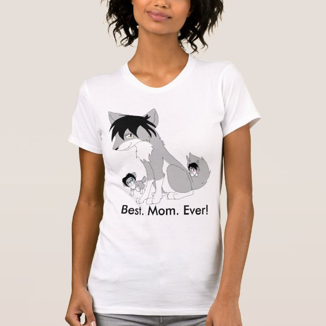 Le meilleur T-shirt de loup de maman jamais, coupe (Devant)