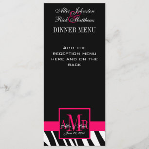 Le menu de mariage carde le monogramme rose de