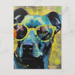 Le mignon chien en lunettes carte postale