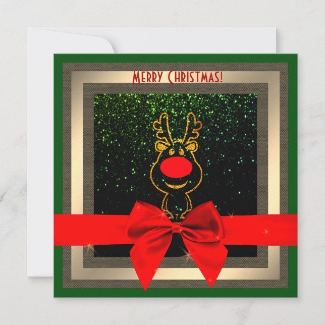 Le mignon Rudolph la carte de Noël des rennes à ne (Devant)
