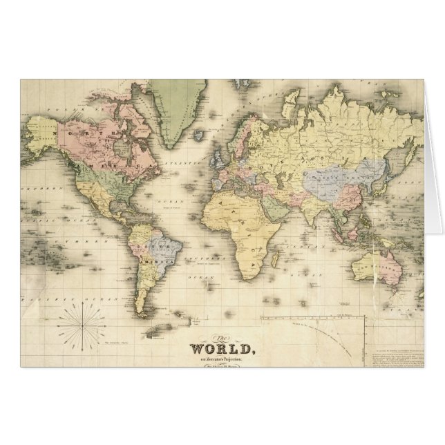 Le monde sur la projection de Mercator | 1840 (Devant horizontal)
