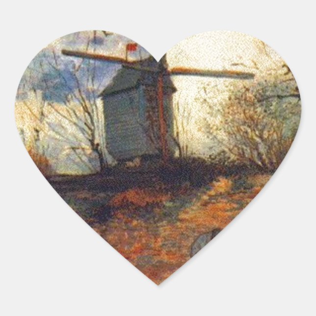 Le Moulin de la Galette Van Gogh Herz-Aufkleber (Vorderseite)