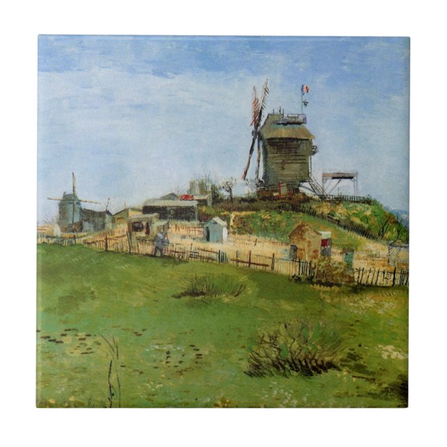 Le Moulin de la Galette von Vincent van Gogh Fliese (Vorderseite)