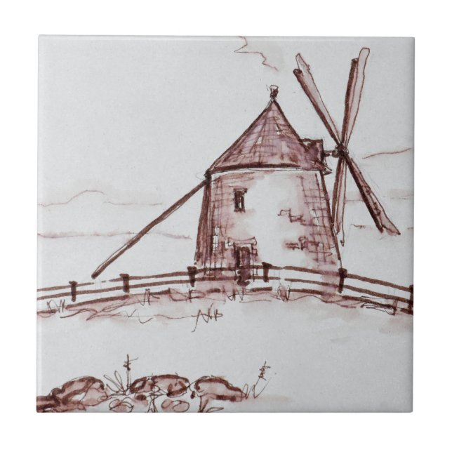 Le Moulin de Moidrey Windmill| Pontorson Fliese (Vorderseite)