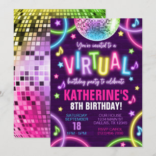 Le Neon Virtuel dans l'obscurité Invitation d'anni