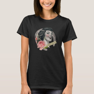 Le noir de T-shirt du logo des femmes de salle de