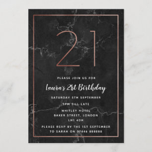 Le noir et l'or rose ont marbré des invitations de