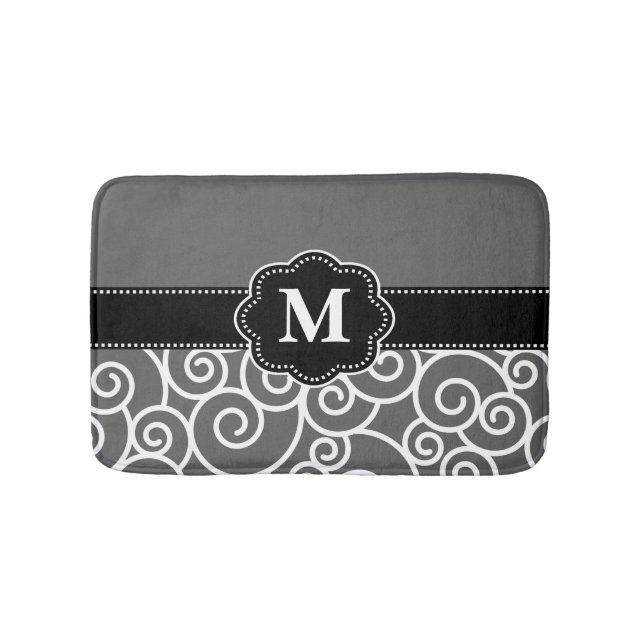 Le noir gris tourbillonne tapis de bain de (Devant)