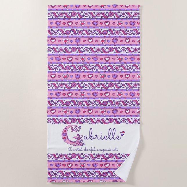 Le nom de Gabrielle signifie serviette rose au coe (Devant)