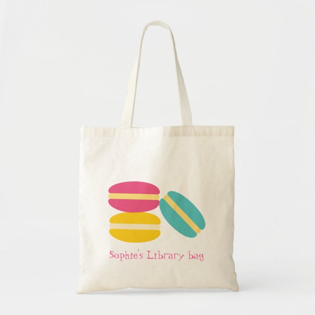 Le nom de l'enfant mignon macaron cake livre sac b (Devant)