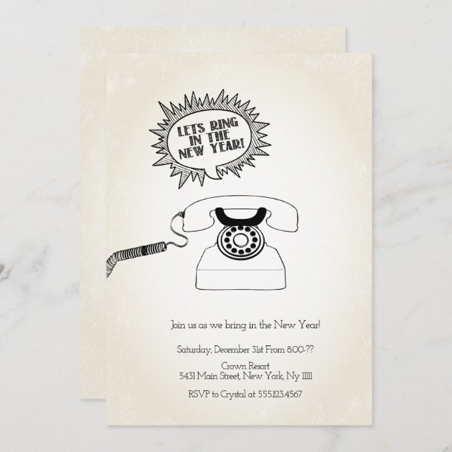 Le Nouvel An, Rétro Invitation (Devant / Derrière)