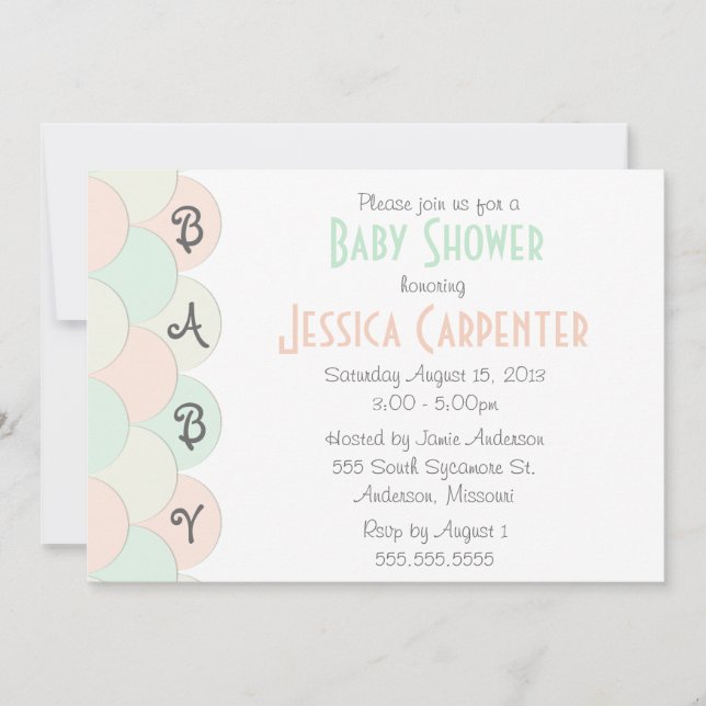 Le pastel crante des invitations de baby shower (Devant)