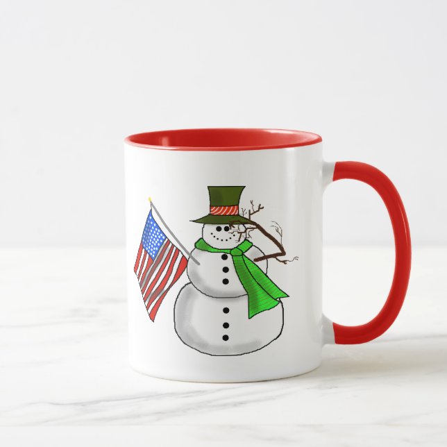 Le Patriotique Snowman Donnant Une Mug De Salut (Droite)