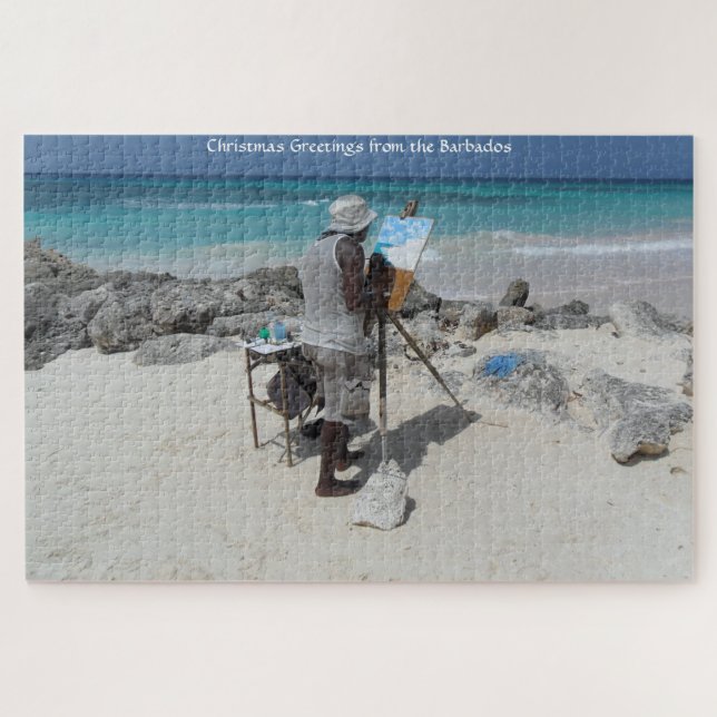Le Peintre sur la Plage Barbade. Puzzle (Horizontal)