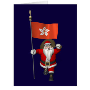 Le Père Noël Avec L'Ensigne De Hong Kong