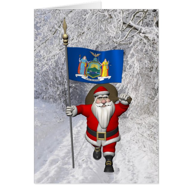 Le Père Noël Avec L'Ensigne De L'État De New York (Devant)
