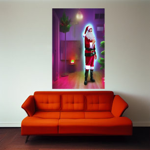 Le Père Noël dans la maison   AI Art Poster