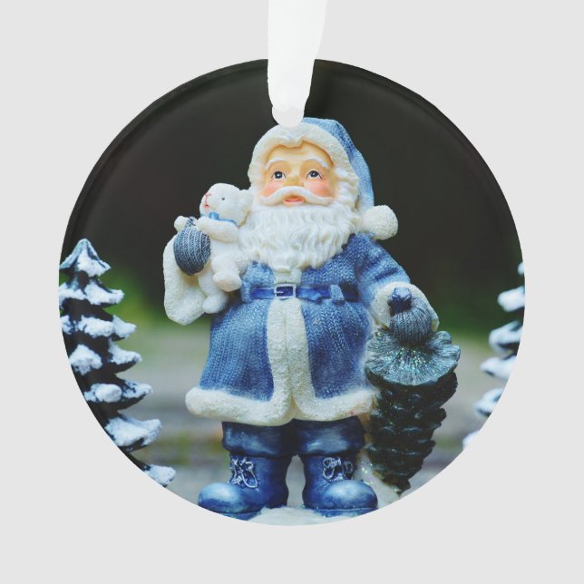 Le père noël en ornement bleu de Noël (devant)