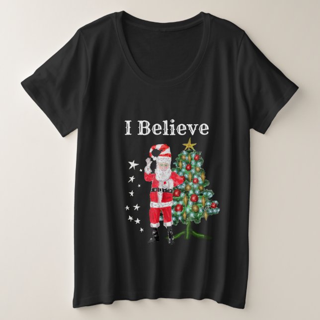 Le Père Noël et l'Arbre de Noël (chemise noire) (Design devant)