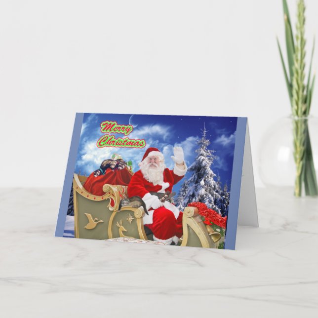 Le Père Noël et ses furets Carte de Noël (Devant)
