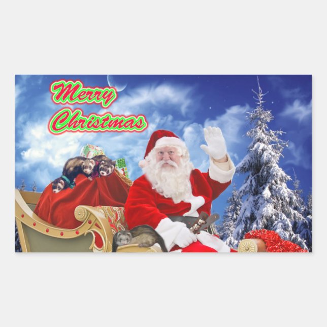 Le Père Noël et ses furets Stickers de vacances (Devant)