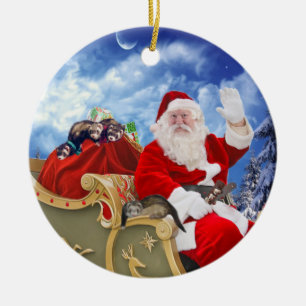Le père noël et son ornement de Noël de furets