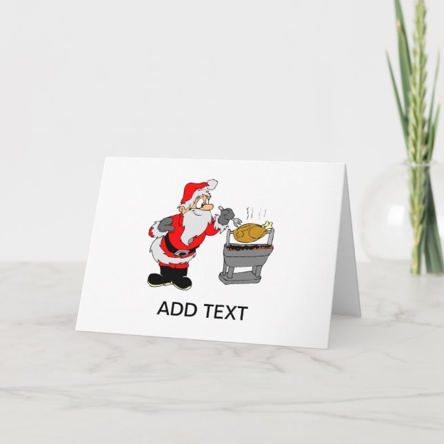 Le père noël faisant cuire la carte de Noël de BBQ (Devant)