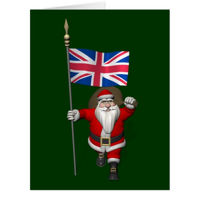 Le Père Noël Festif Avec Drapeau Du Royaume-Uni (Devant)