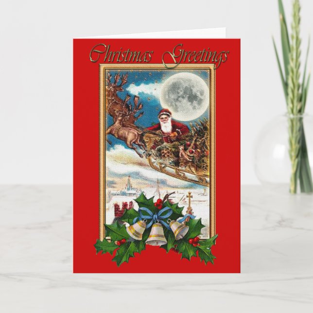 Le père noël, Sleigh et carte de Noël de Bells de (Devant)