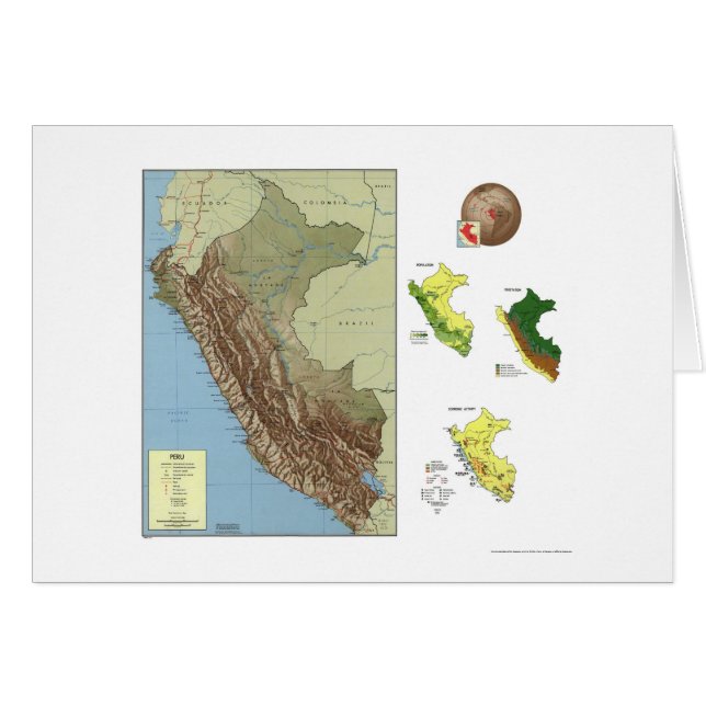 Le Pérou a détaillé la carte 1970 (Devant horizontal)