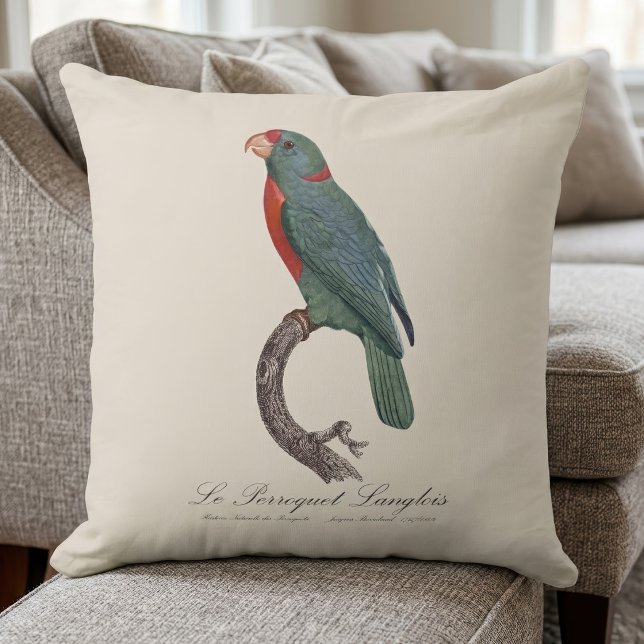 Le Perroquet Langlois Kissen (Le Perroquet Langlois by Jacques Barraband. Throw Pillow)