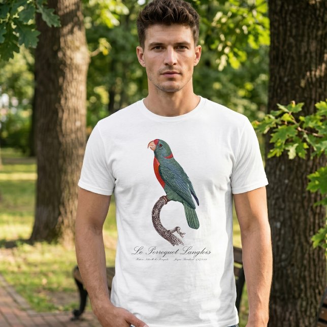 Le Perroquet Langlois T-Shirt (Le Perroquet Langlois by Jacques Barraband. Men Basic White T-Shirt)