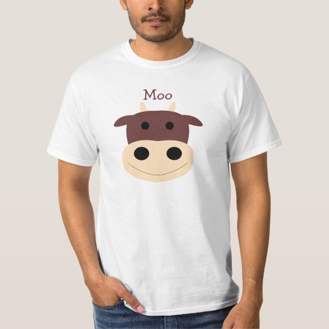 Le petit T-shirt brun mignon d'hommes de vache (Devant)