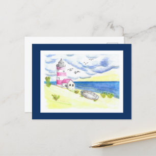 Le phare sur la carte postale de plage