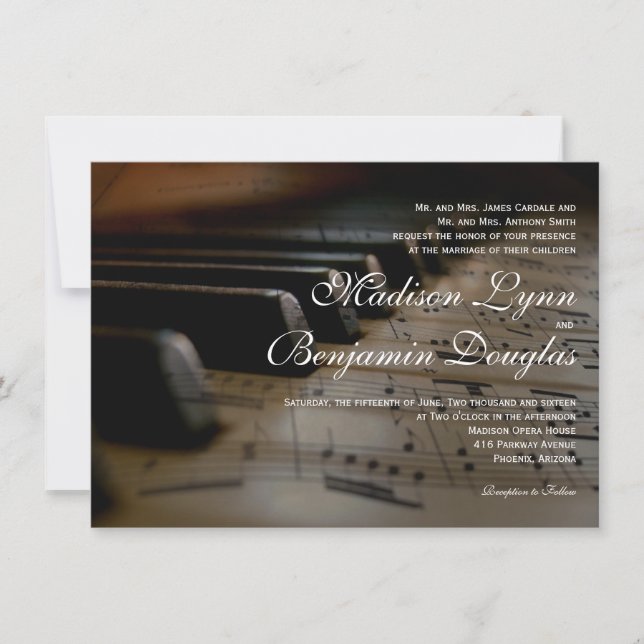 Le piano verrouille des invitations de mariage de (Devant)
