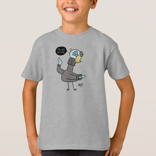 Le Pigeon Je suis un artiste Kids Heather T-Shirt (Devant)