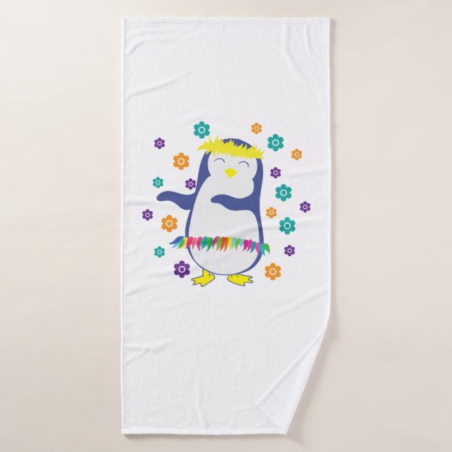 Le pingouin aime danser pour sa vie (Serviette de bain)