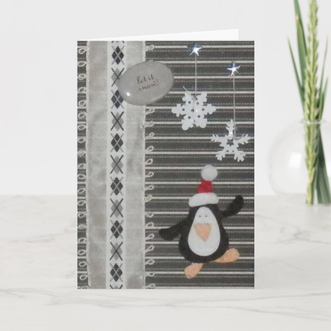 Le pingouin l'a laissé neiger ! Noël de carte de (Devant)