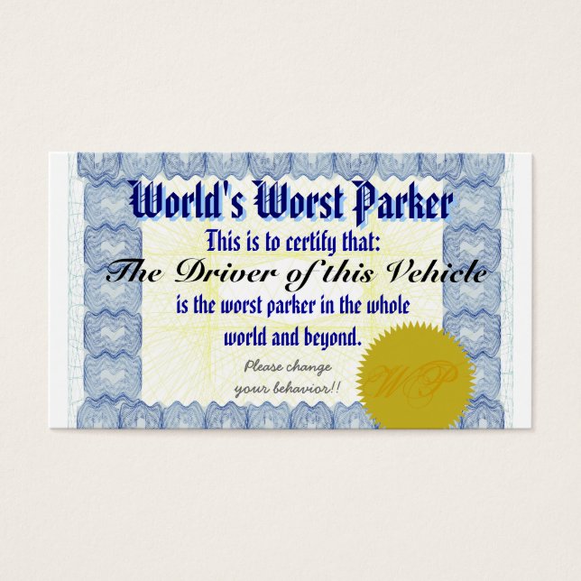 Le pire parker du monde (Devant)