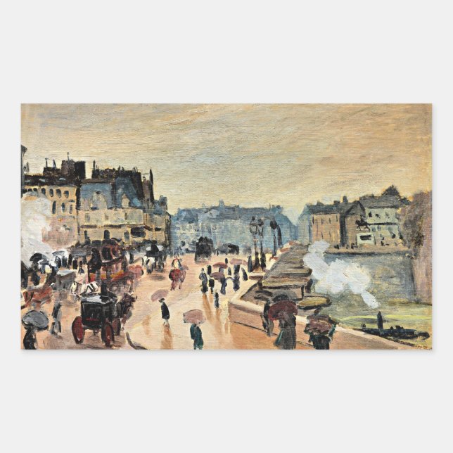 Le Pont Neuf von Claude Monet Rechteckiger Aufkleber (Vorderseite)
