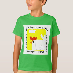 Le poulet indique des T-shirts et des cadeaux de